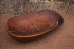 Walnut Bowl with Alabaster Inlay